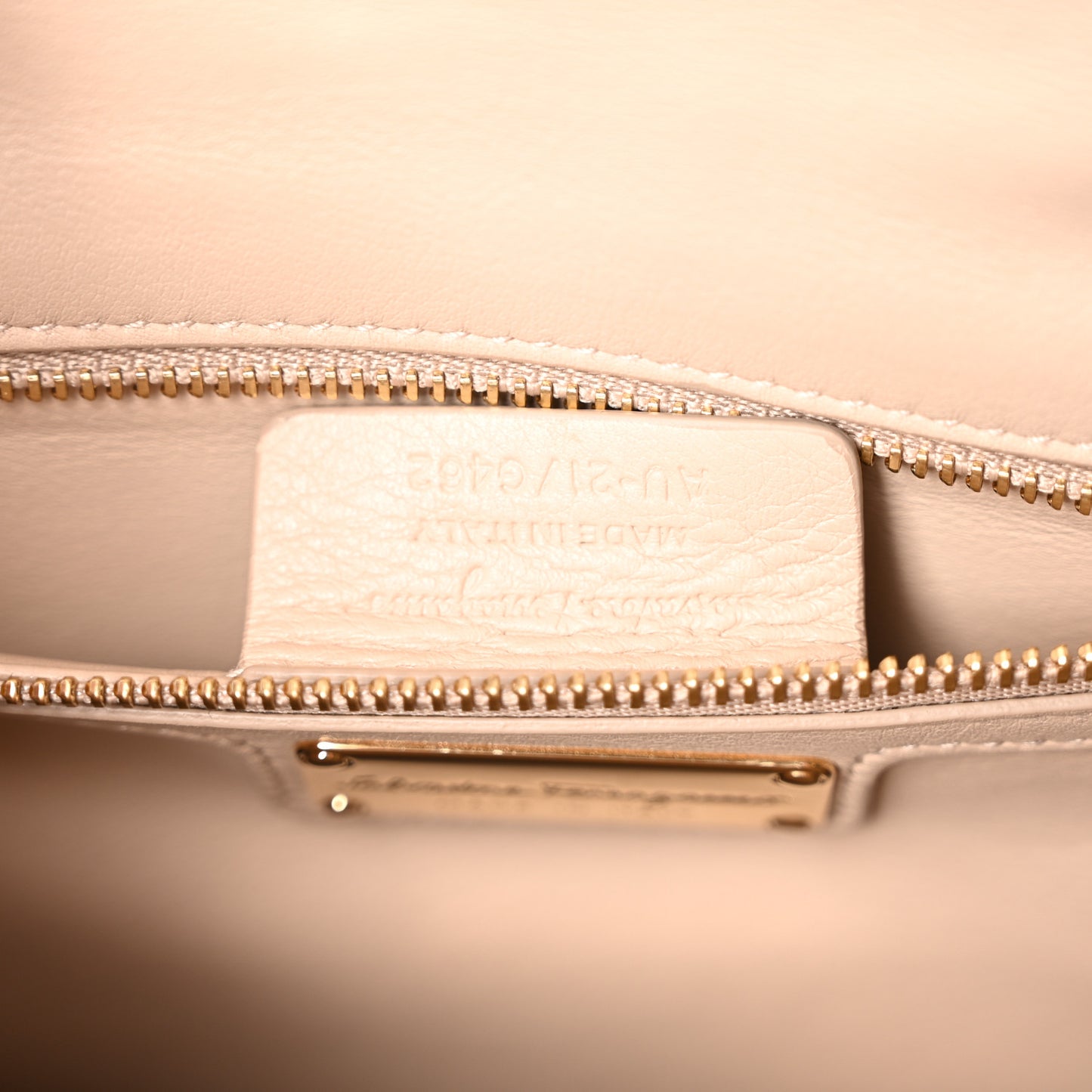 Printed Calfskin Ginny Shoulder Bag Beige