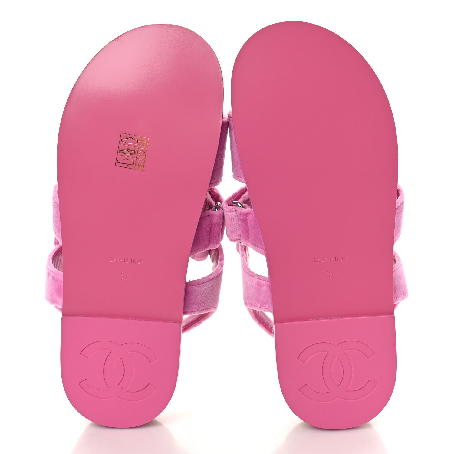 Chanel Velvet CC Flat Sandals 37 Pink 6 of 10