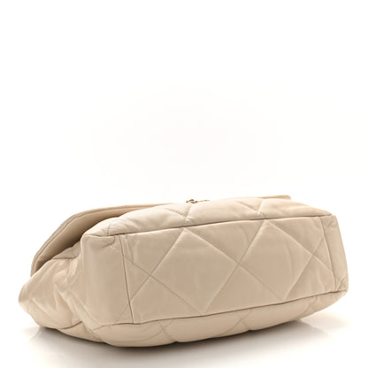 Chanel Lambskin Quilted Maxi Chanel 19 Flap Light Beige 4 of 12