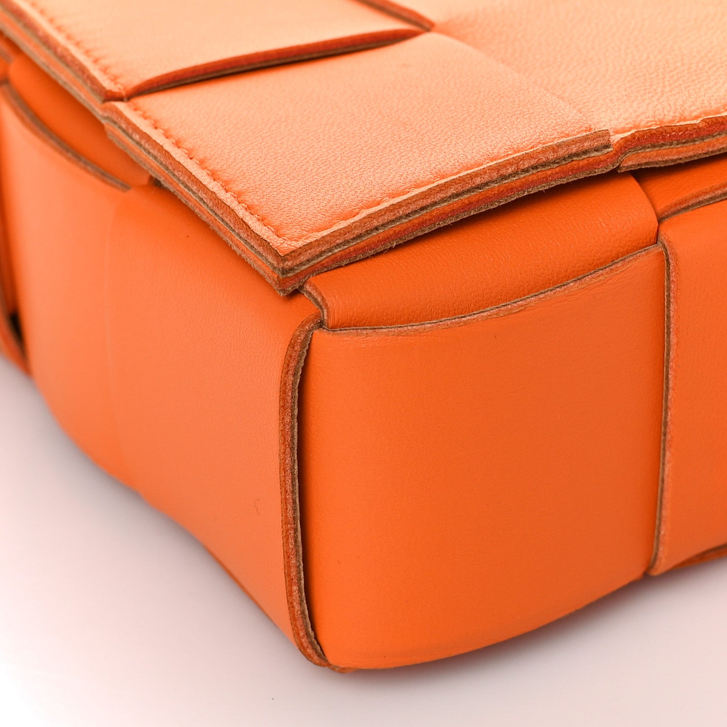 Bottega Veneta Lambskin Maxi Intrecciato Cassette Crossbody Bag Tangerine 8 of 9