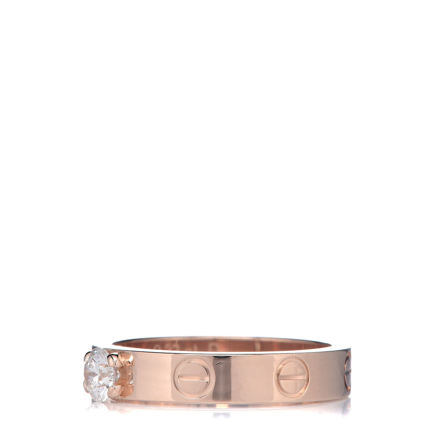 18K Pink Gold Diamond .23ct LOVE Solitaire Engagement Ring 50 5.25