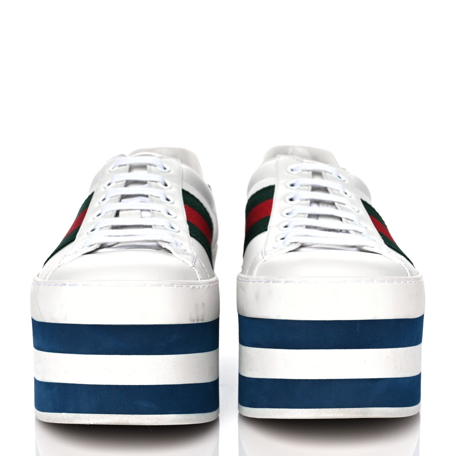 Gucci Calfskin Peggy Platform Sneakers 5.5 Blue White 2 of 10