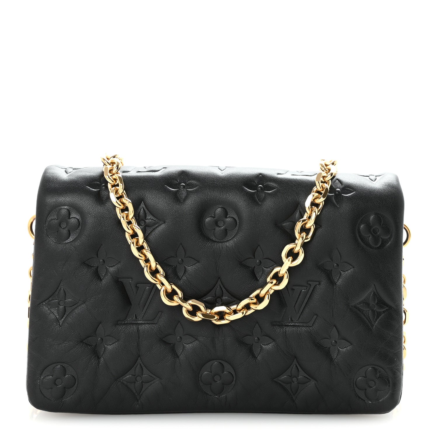 Louis Vuitton Lambskin Embossed Monogram Pochette Coussin Black 1 of 9