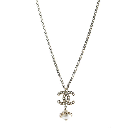 Chanel Chain CC Pearl Drop Necklace Gold 1 of 4