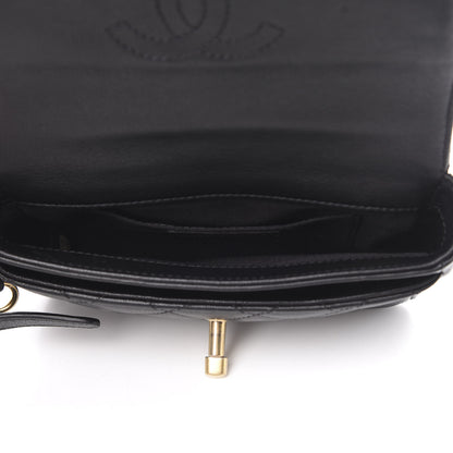 Chanel Lambskin Quilted Camellia Flower Waist Flap Black 4 of 11