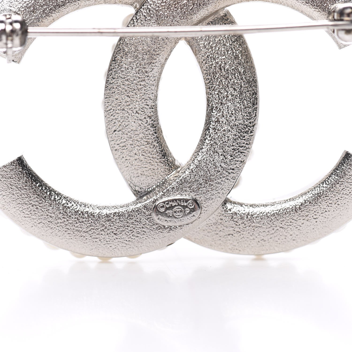 Chanel Pearl Crystal CC Brooch Silver 4 of 5