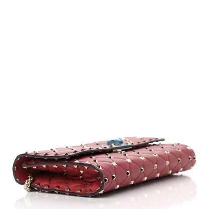 Valentino Garavani Nappa Rockstud Spike Wallet on Chain Rosso Valentino 4 of 9