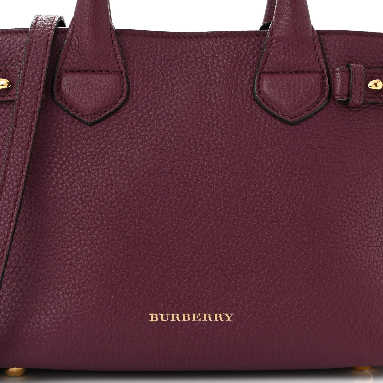 Burberry Grainy Calfskin House Check Small Banner Tote Elderberry 9 of 12