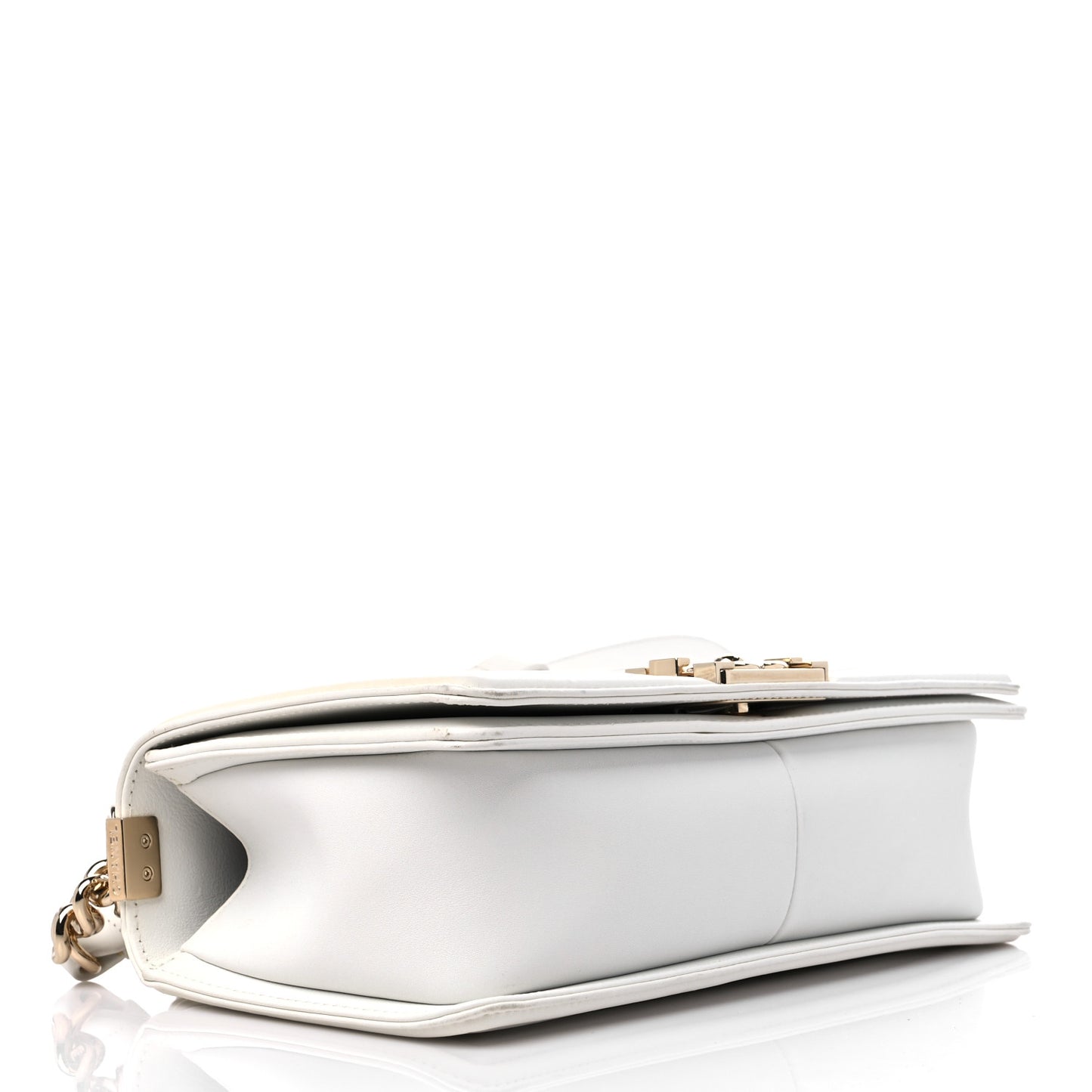 Calfskin Quilted Medium Boy Flap White