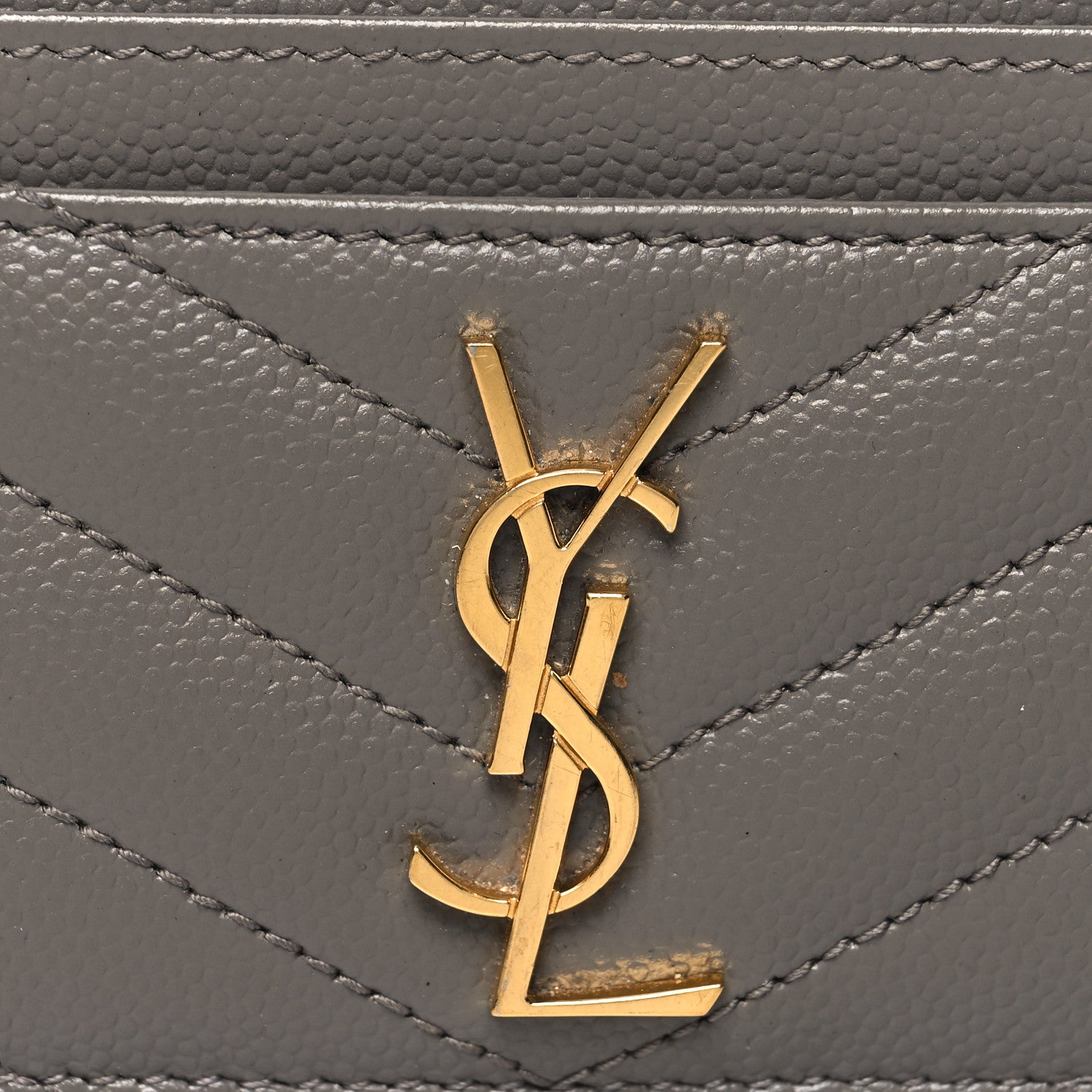 Saint Laurent Grain De Poudre Matelasse Chevron Monogram Credit Card Case Fog 8 of 11