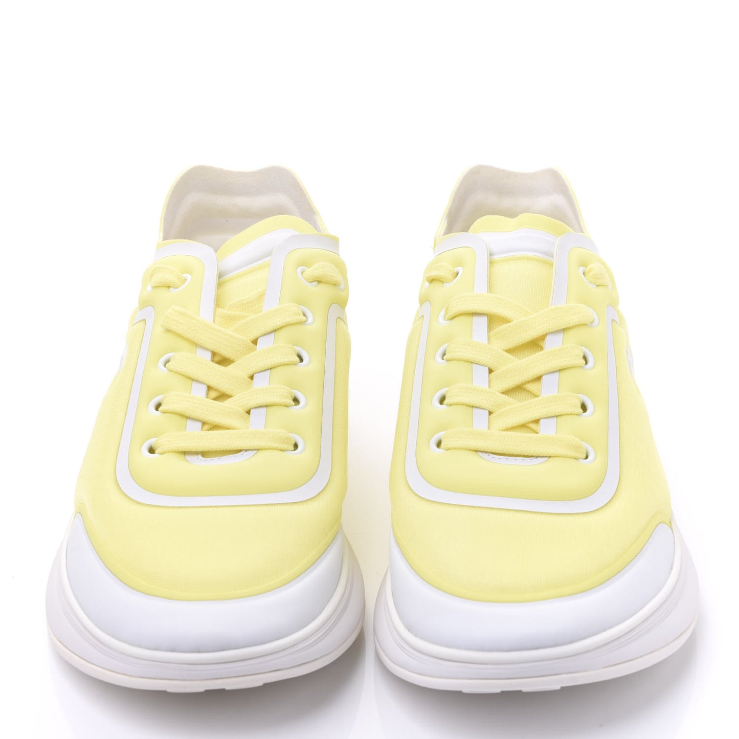 Calfskin Mesh Lycra Logo Sneakers 41 Yellow