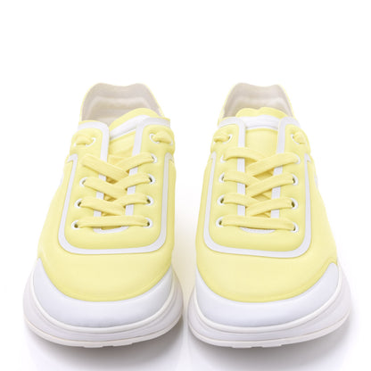 Chanel Calfskin Mesh Lycra Logo Sneakers 41 Yellow 3 of 9