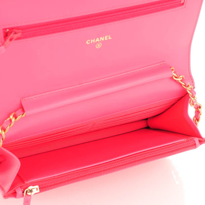 Chanel Patent Calfskin Quilted Boy Wallet On Chain WOC Pink 5 of 8