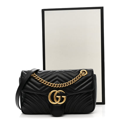 Gucci Calfskin Matelasse Small GG Marmont Shoulder Bag Black 12 of 12