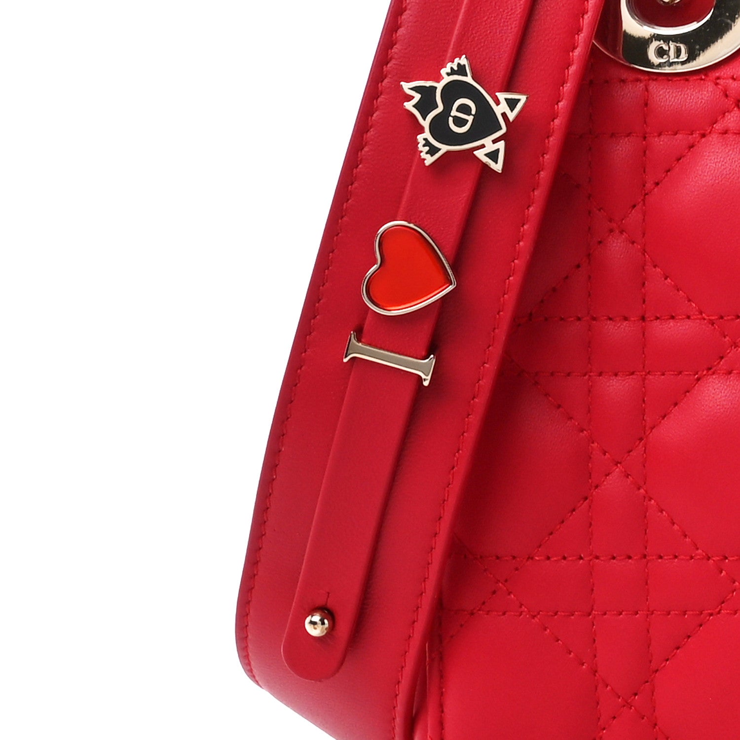 Christian Dior Lambskin Cannage Small My ABCDior Lady Dior Red 8 of 10