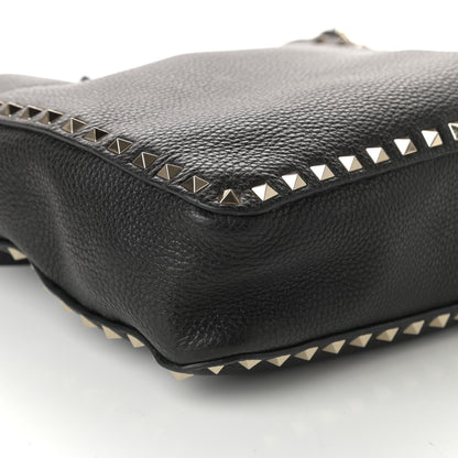 Valentino Garavani Pebbled Calfskin Small Rockstud Flip-Lock Messenger Bag Black 8 of 9
