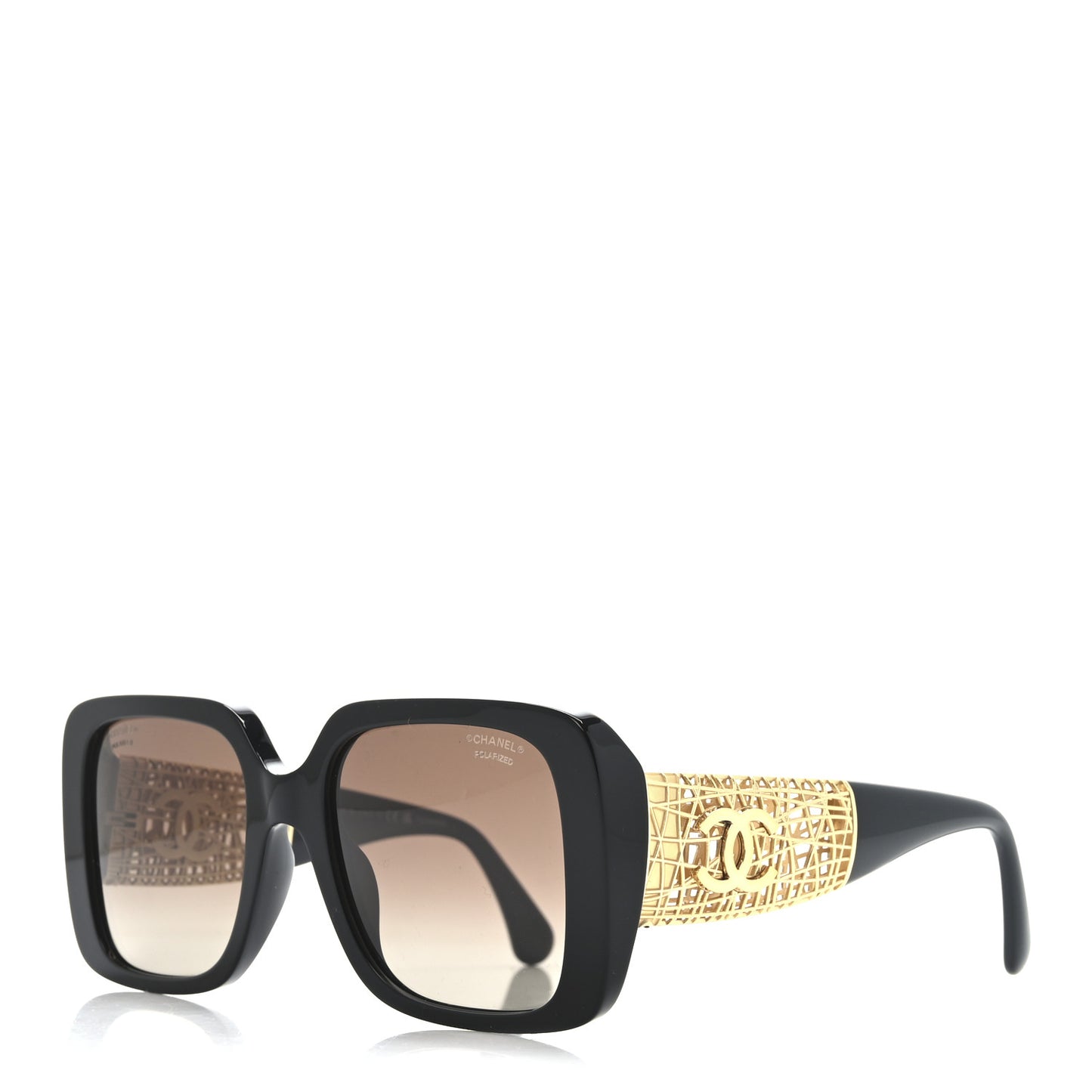 Acetate Metal Polarized Square Sunglasses 5532-A Black