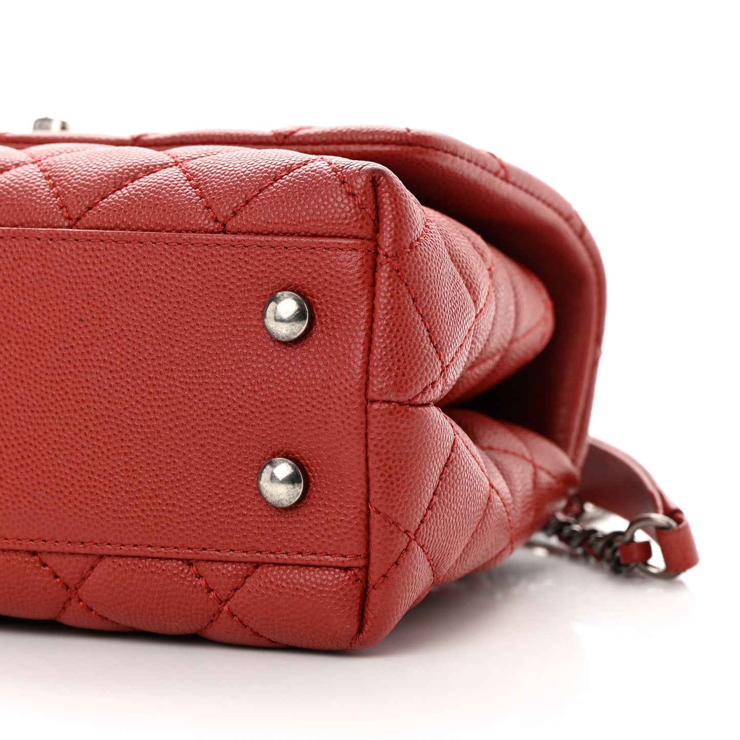 Caviar Quilted Mini Coco Handle Flap Red