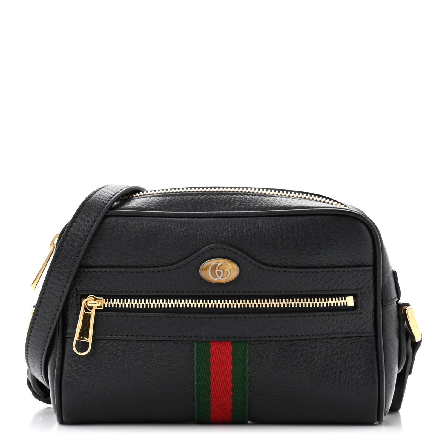 Gucci Calfskin Web Mini Ophidia Shoulder Bag Black 1 of 10