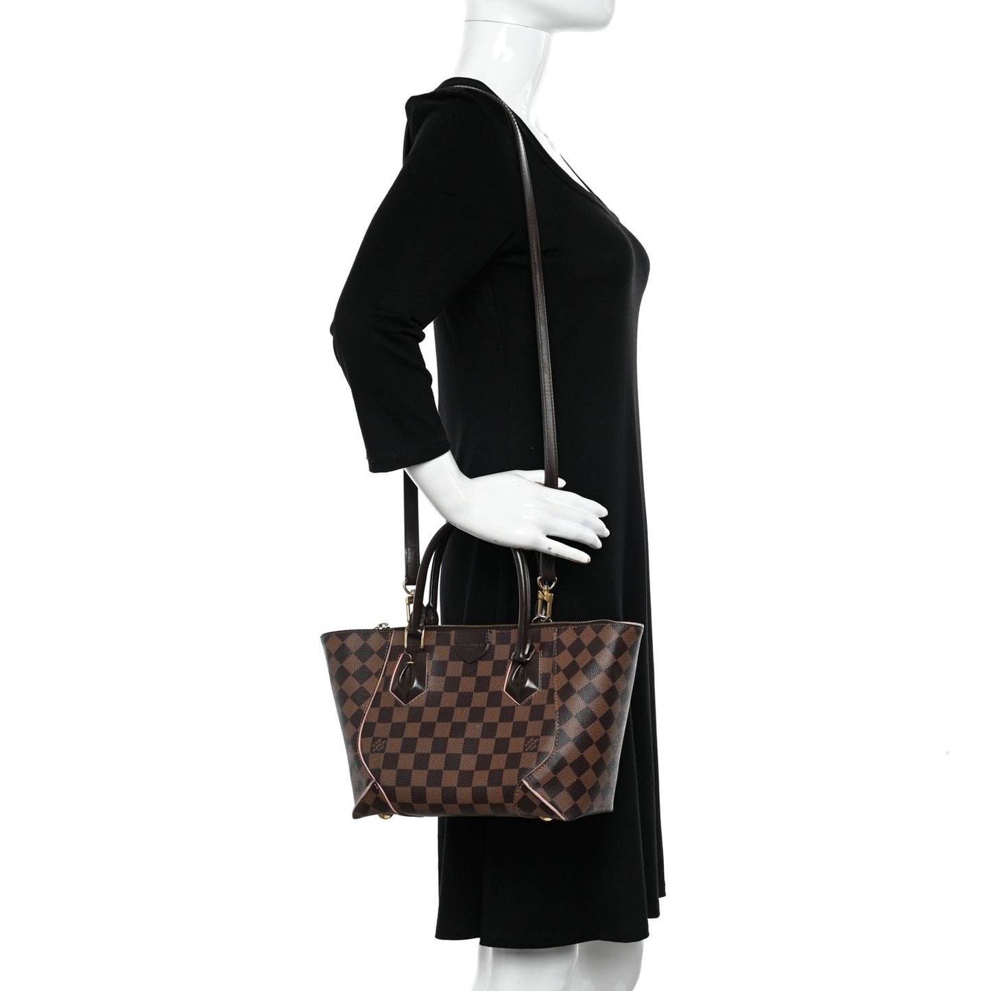 Damier Ebene Caissa Tote PM Rose Ballerine