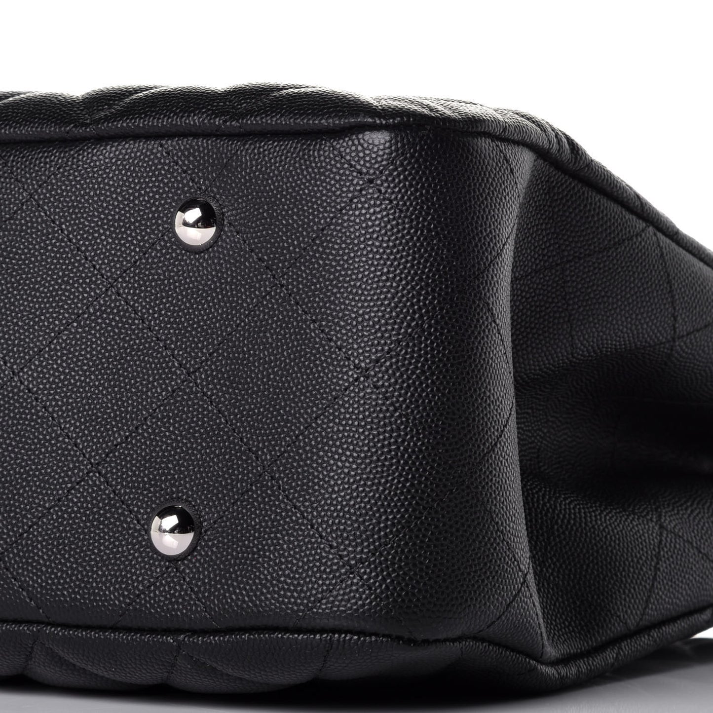Caviar Quilted Large Shopping Tote Black