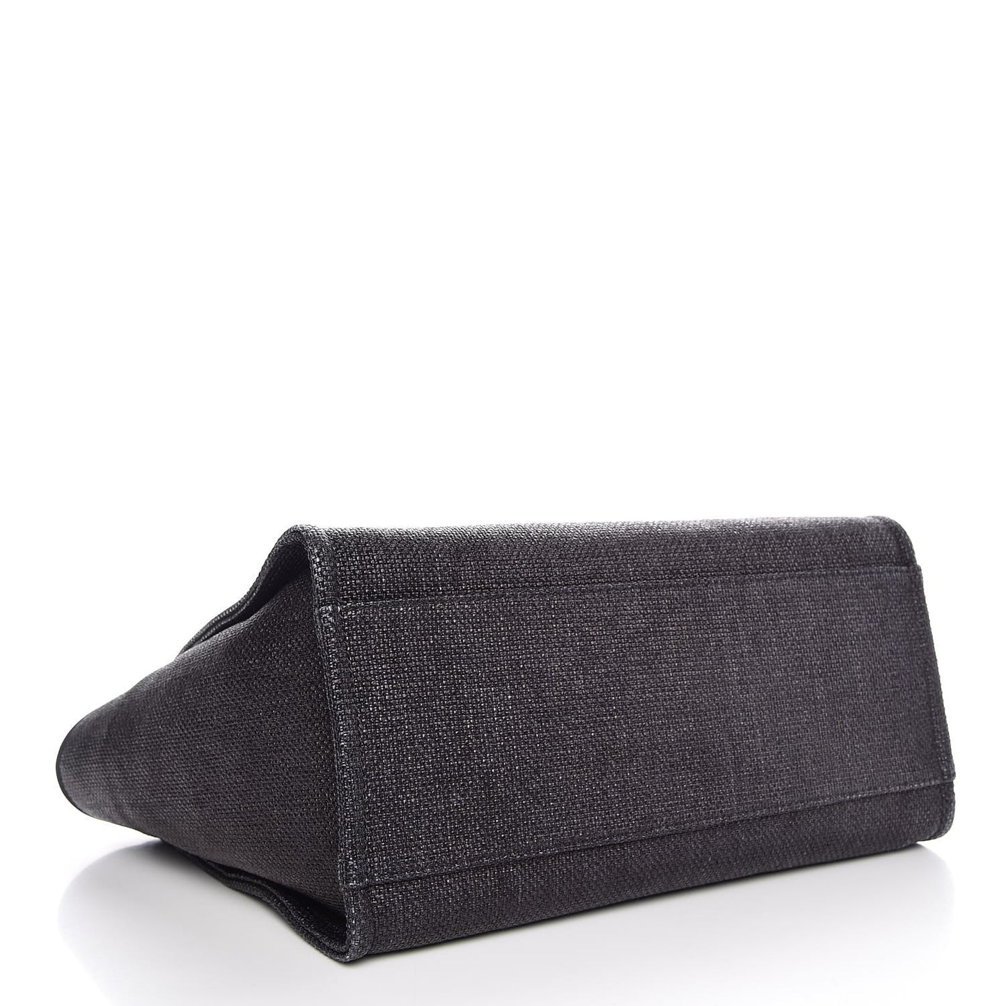 Woven Straw Raffia Large Deauville Tote Black