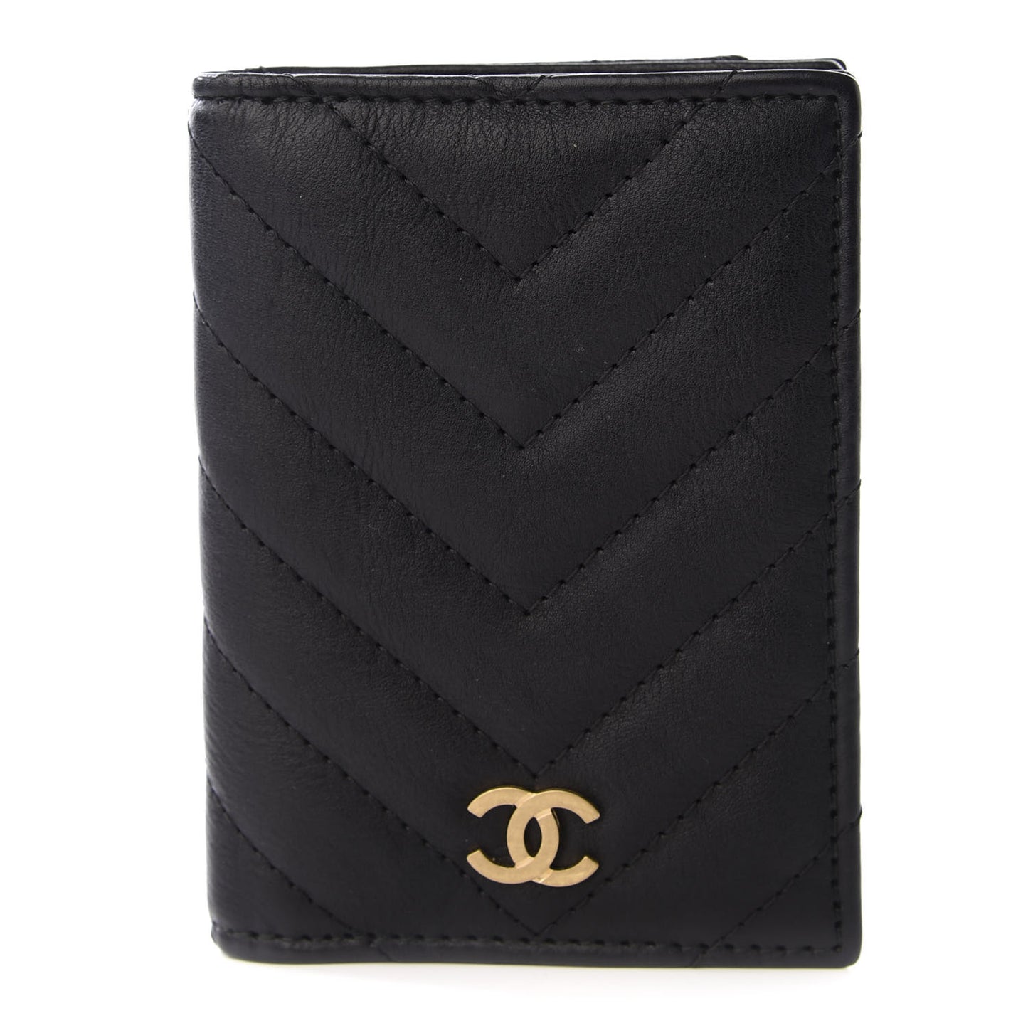 Sheepskin Chevron Card Holder Wallet Black