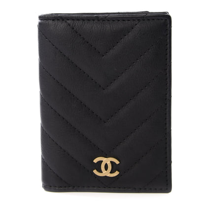 Chanel Sheepskin Chevron Card Holder Wallet Black 1 of 6