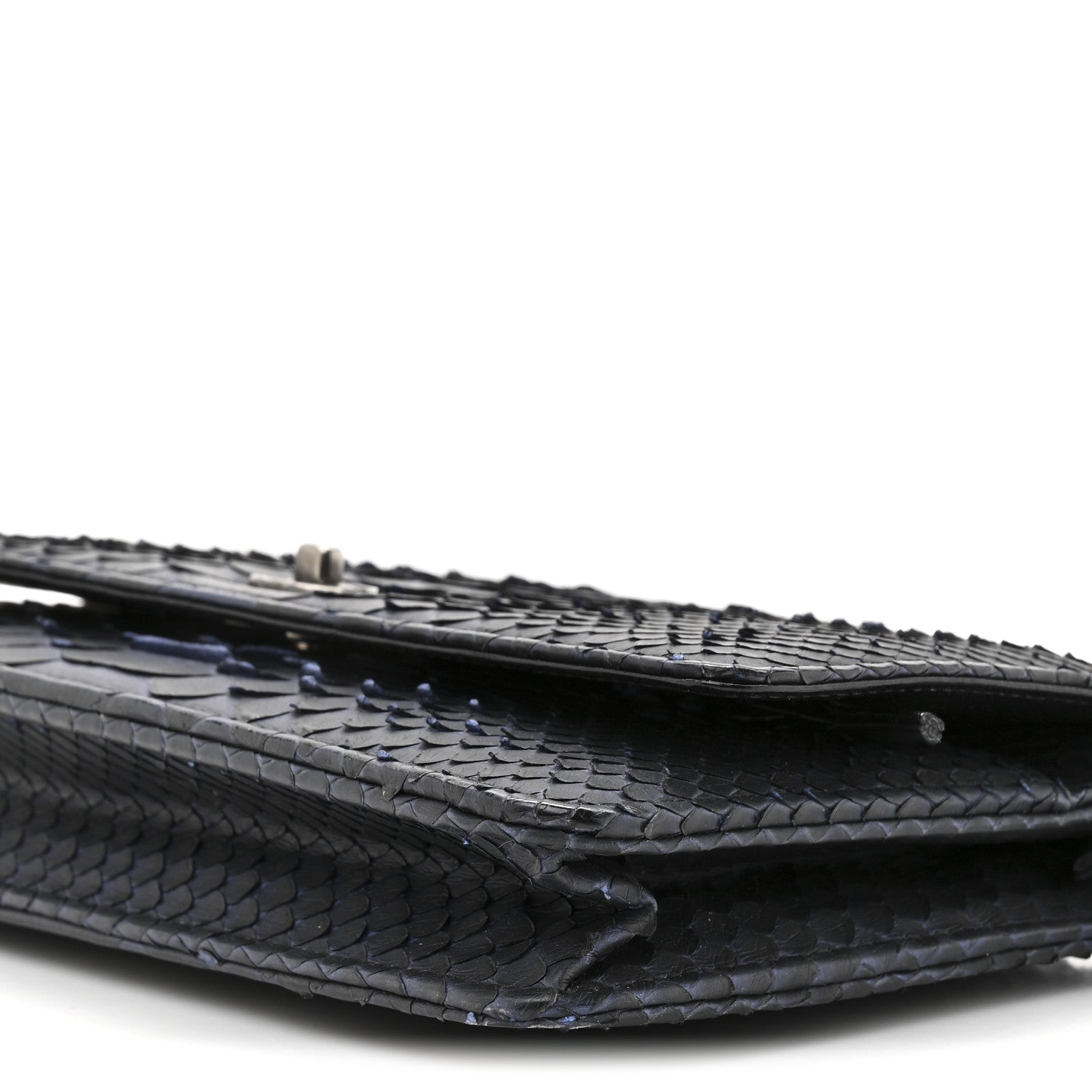 Chanel Snakeskin Wallet On Chain WOC Navy 10 of 11