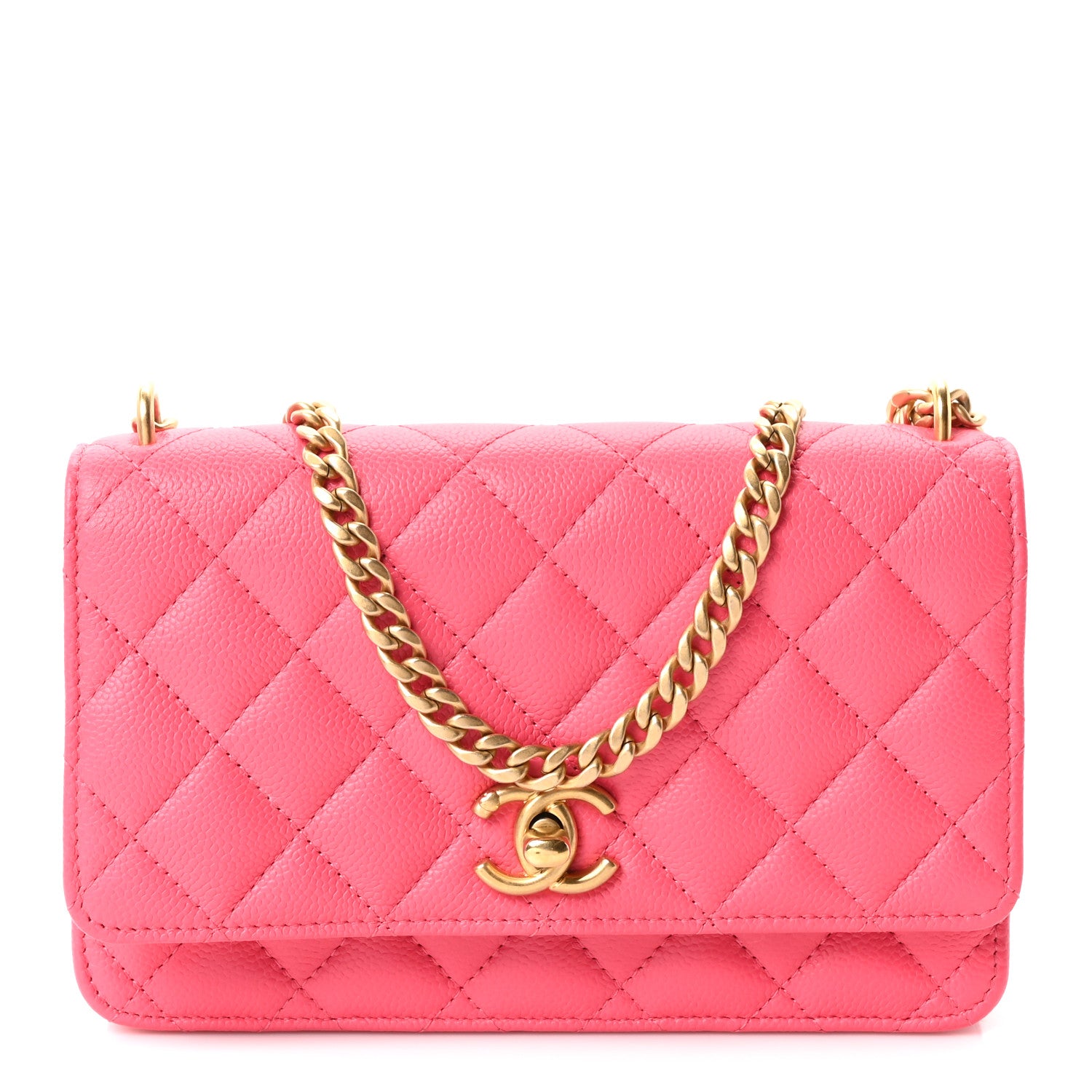 Chanel Caviar Quilted Sweetheart Wallet On Chain WOC Fuchsia 1 of 12