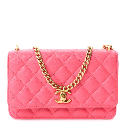 Chanel Caviar Quilted Sweetheart Wallet On Chain WOC Fuchsia 1 of 12