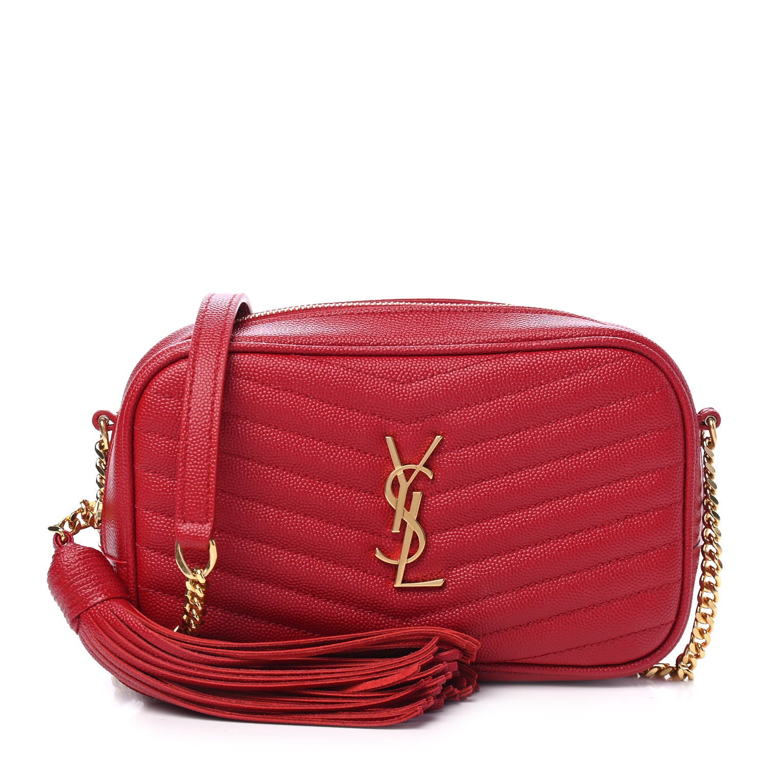 Saint Laurent Grain De Poudre Matelasse Monogram Mini Lou Camera Bag Eros Red 1 of 9