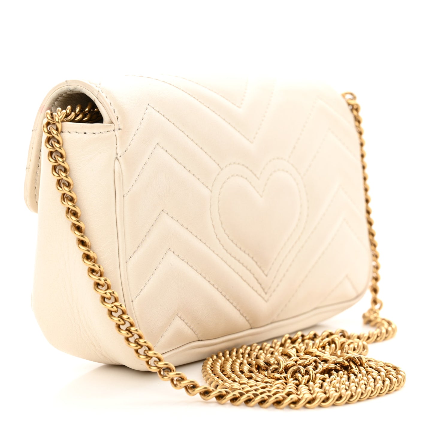 Calfskin Matelasse Super Mini GG Marmont Shoulder Bag White