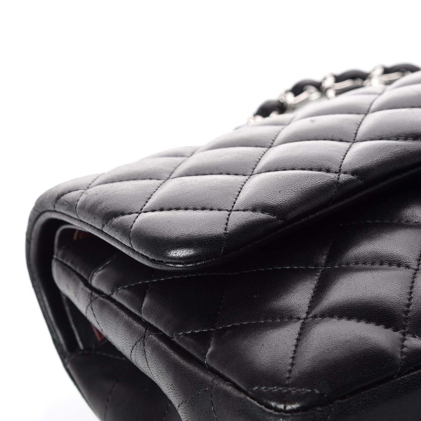 Lambskin Quilted Jumbo Double Flap Black