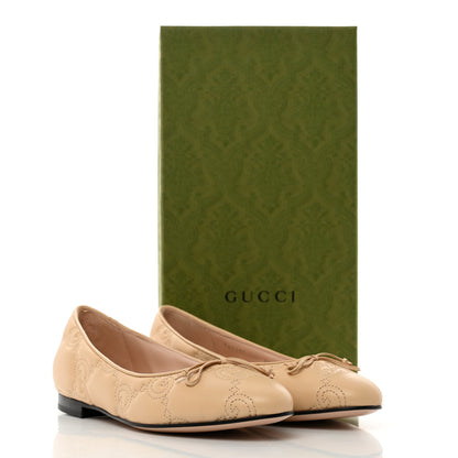 Gucci Nappa GG Matelasse Jolie Ballet Flats 38 Naturale 9 of 9