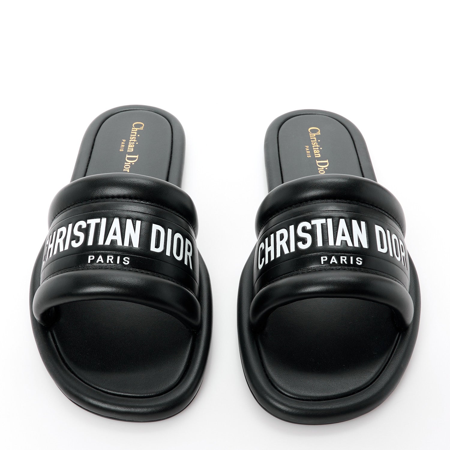 Christian Dior Lambskin Embossed Every-D Flat Slide Sandals 41 Black 2 of 9