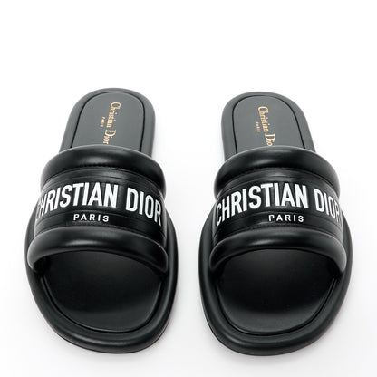 Christian Dior Lambskin Embossed Every-D Flat Slide Sandals 41 Black 2 of 9