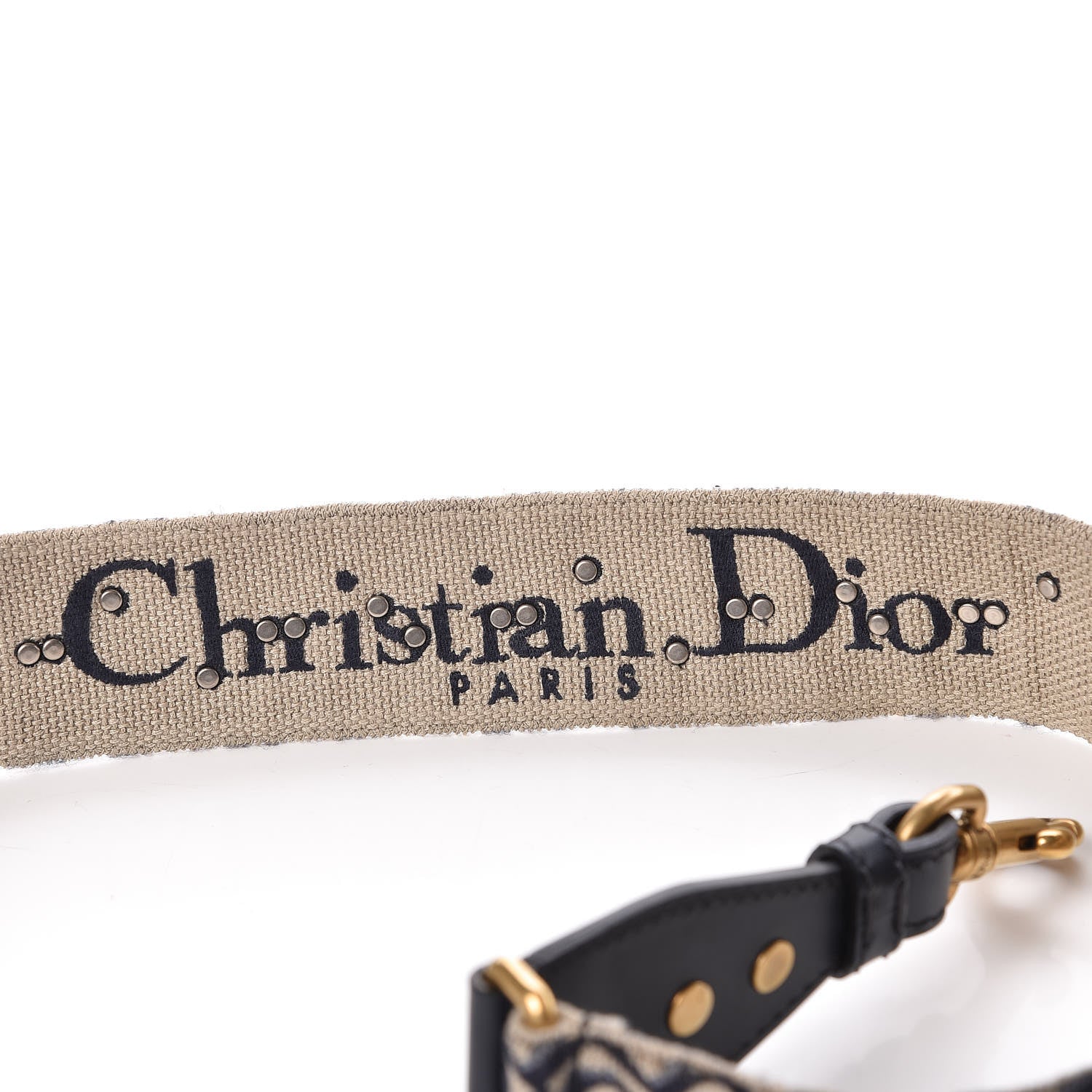 Christian Dior Oblique Studded Shoulder Strap Blue 4 of 4