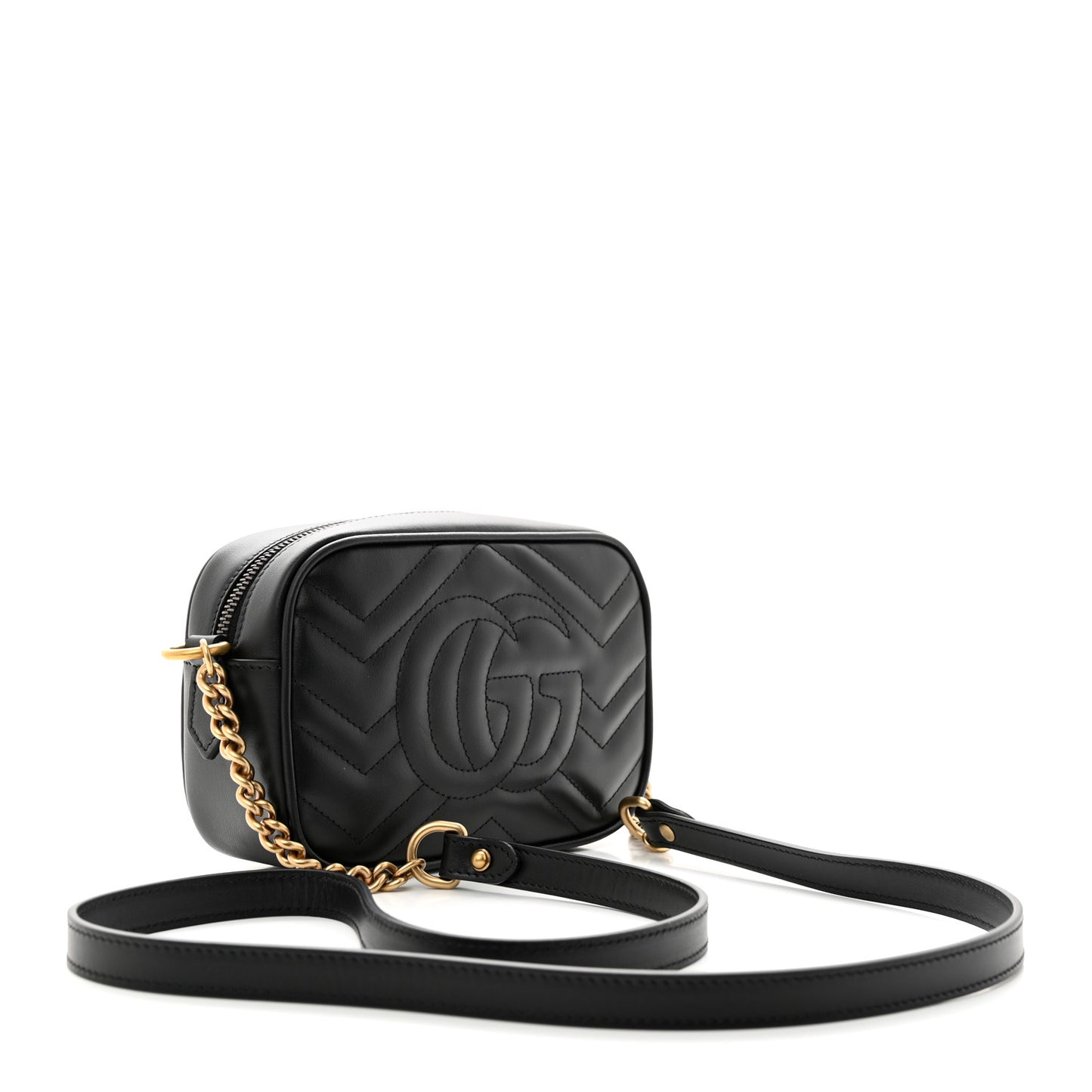 Calfskin Matelasse Mini GG Marmont Chain Shoulder Bag Black