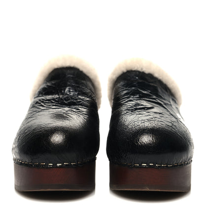 Chanel Crackled Sheepskin CC Mules 39 Black 2 of 9