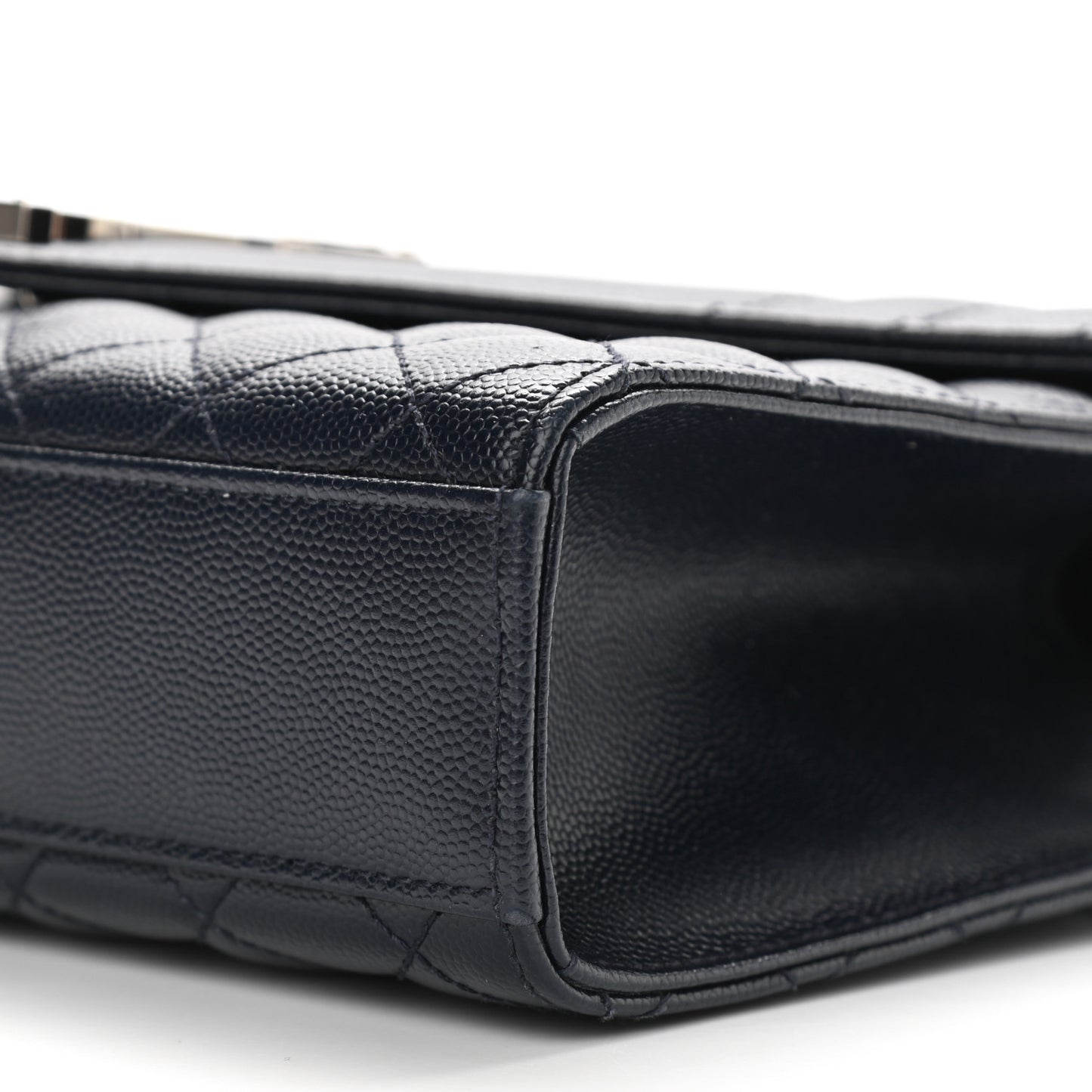 Grain De Poudre Textured Mixed Matelasse Triquilt Medium Monogram Satchel Deep Marine