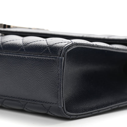 Saint Laurent Grain De Poudre Textured Mixed Matelasse Triquilt Medium Monogram Satchel Deep Marine 8 of 12