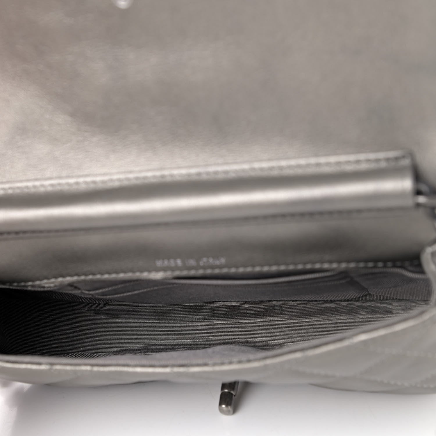 Chanel Metallic Calfskin Quilted Flap Clutch With Chain Ruthenium 4 of 4