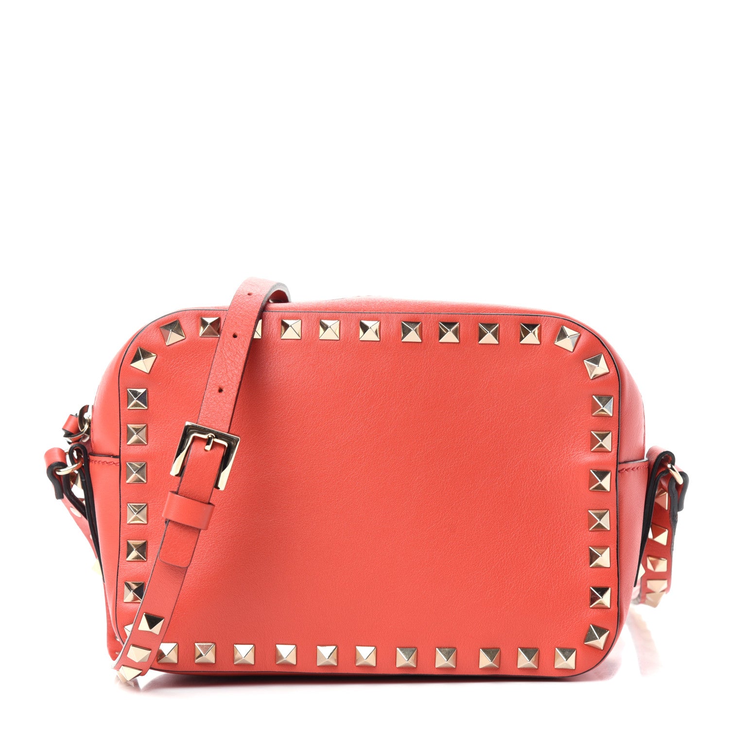 Valentino Garavani Calfskin Rockstud Camera Crossbody Bag Deep Orange 1 of 9