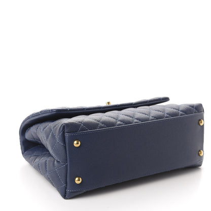 Chanel Caviar Quilted Small Coco Handle Flap Blue 4 of 11