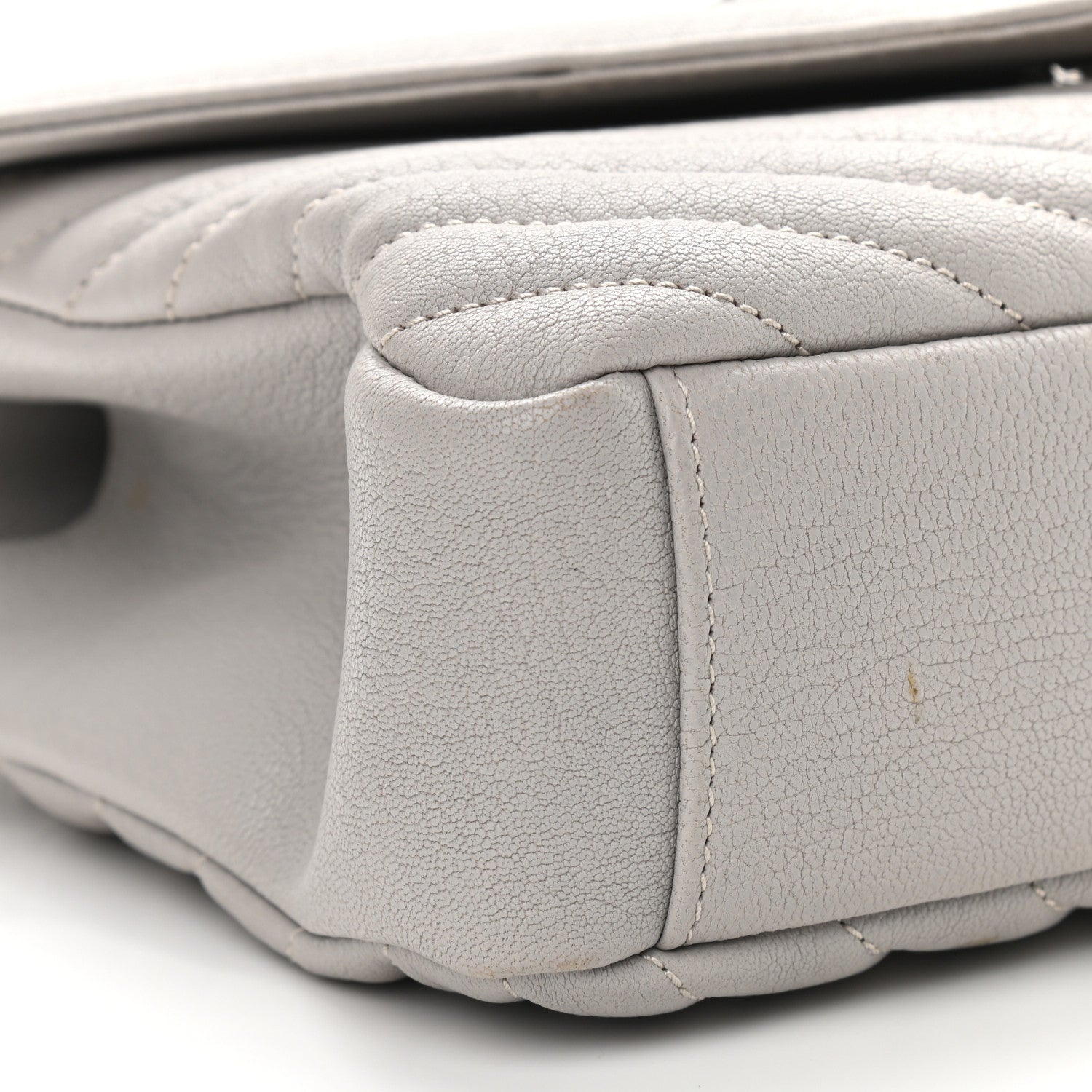 Saint Laurent Sheepskin Matelasse Chevron Monogram Medium College Bag Granite 7 of 8