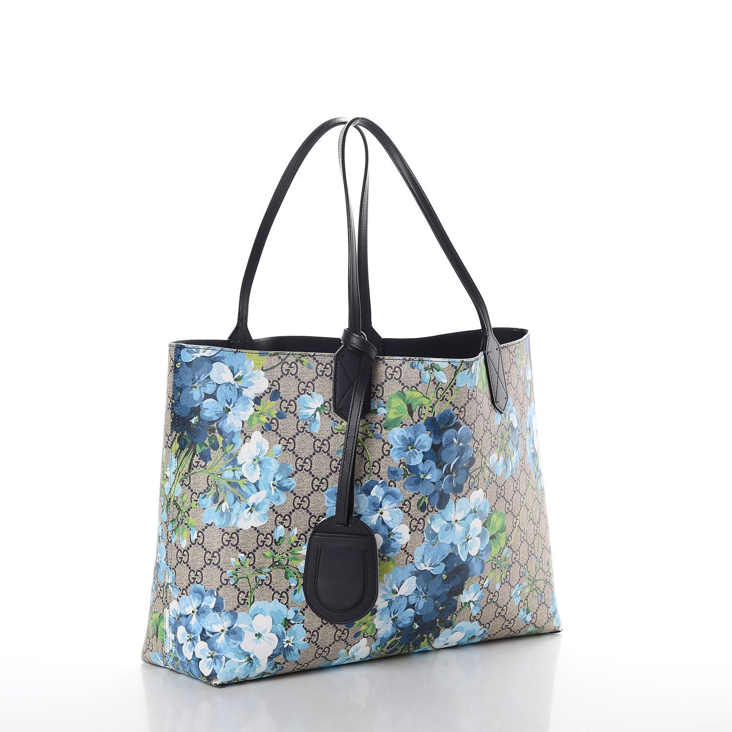 GG Supreme Monogram Blooms Medium Reversible Tote Beige Blue Navy