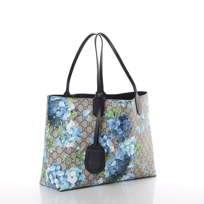 Gucci GG Supreme Monogram Blooms Medium Reversible Tote Beige Blue Navy 2 of 10