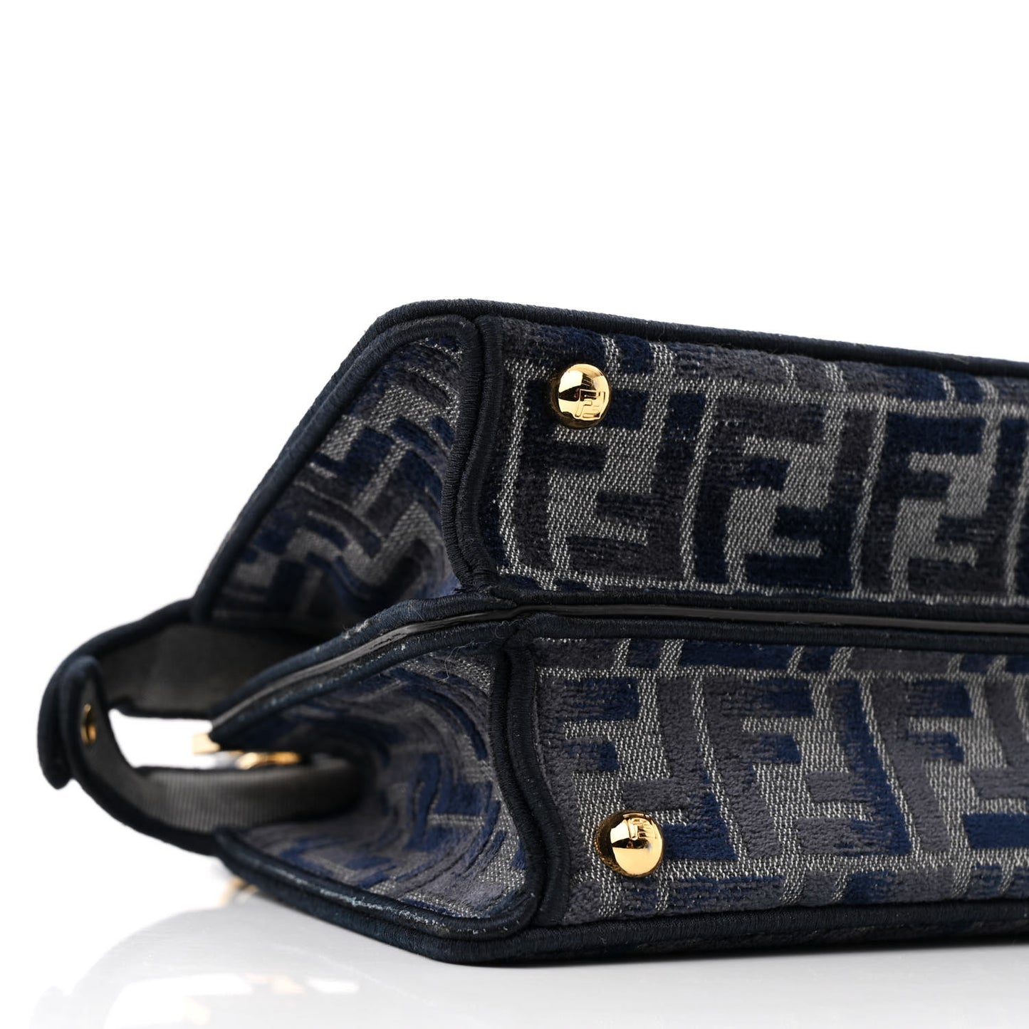 Chenille Vitello Seta FF Small Peekaboo I SEE U Satchel Grigio Blue Notte