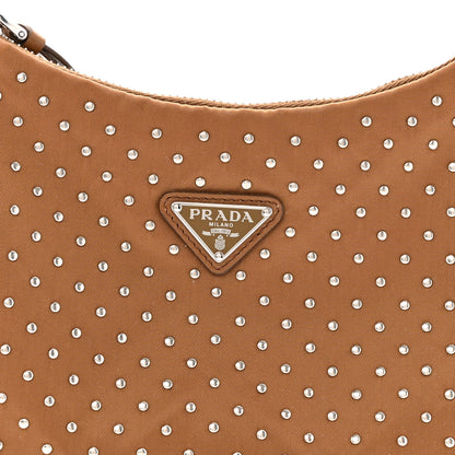 Prada Tessuto Nylon Studded Mini Re-Edition Bag Brandy 8 of 11